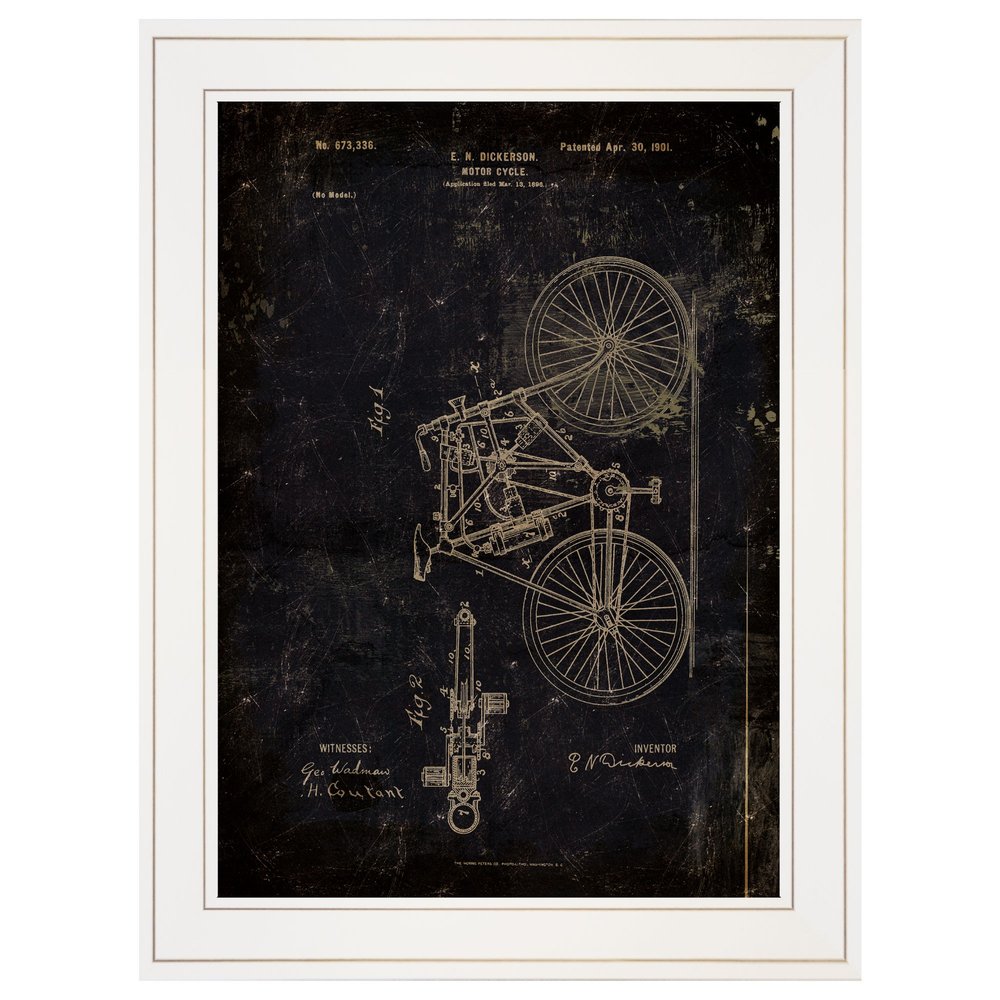 Motor Bike Patent I 3 White Framed Print Wall Art — view 1