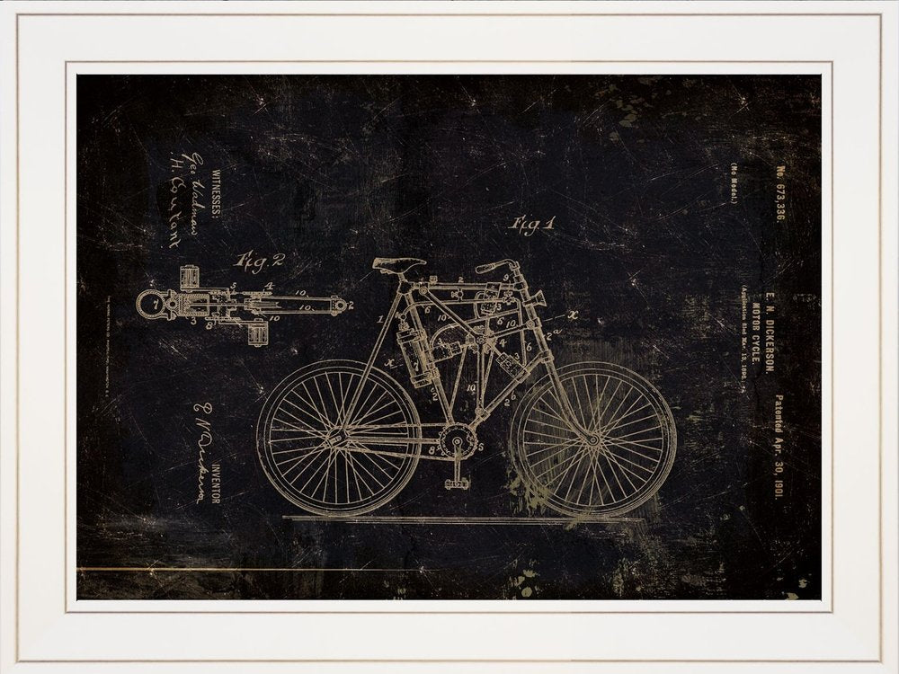 Motor Bike Patent I 3 White Framed Print Wall Art — view 4