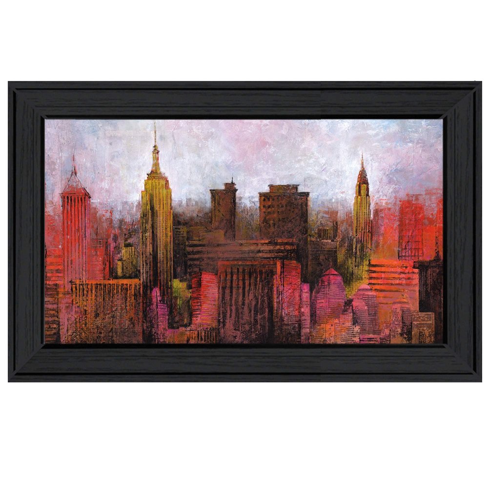 NYC Skyline 2 Black Framed Print Wall Art — view 1