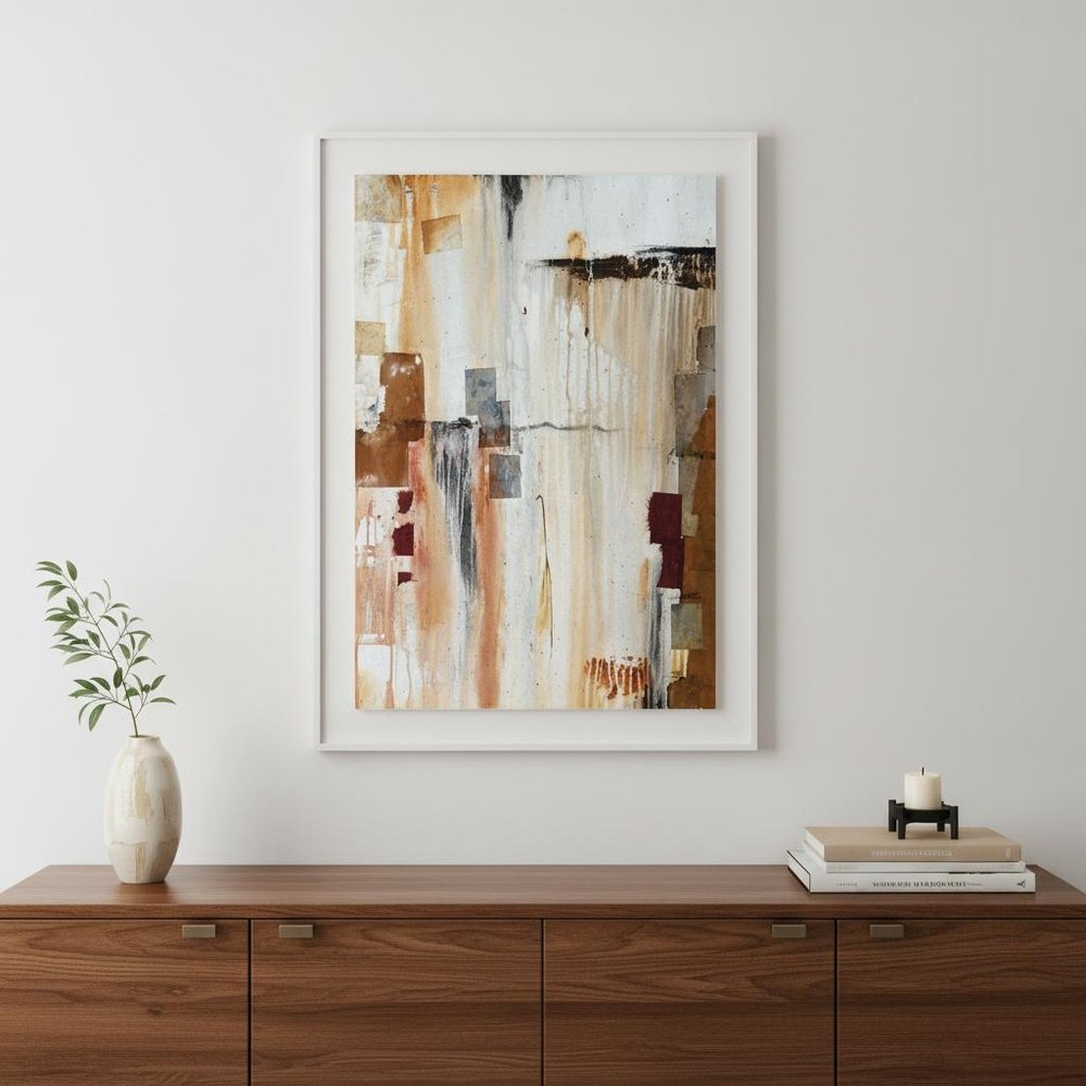 Falling Blocks 1 White Framed Print Wall Art — view 4
