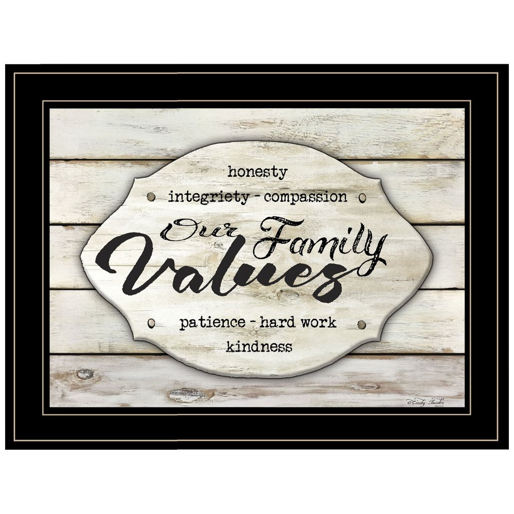 Our Family Values 3 Black Framed Print Wall Art — view 1