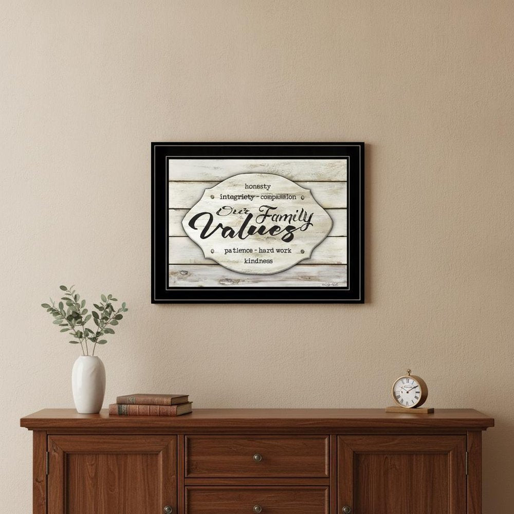 Our Family Values 3 Black Framed Print Wall Art — view 4