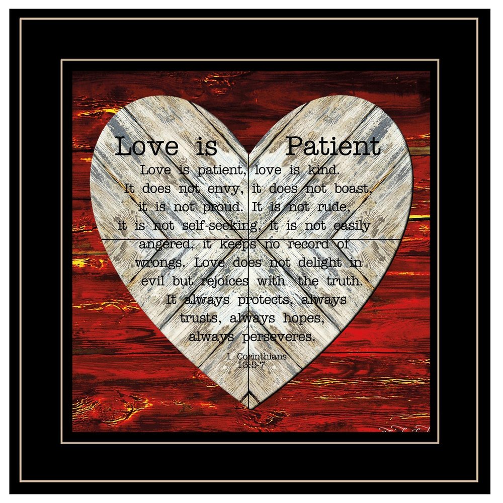 Love is Patient 2 Black Framed Print Wall Art — view 1