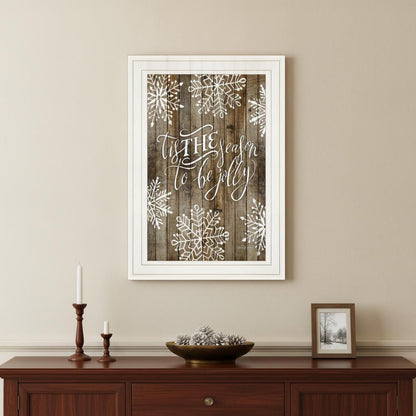 Tis the season Snowflakes 1 White Framed Print Wall Art
