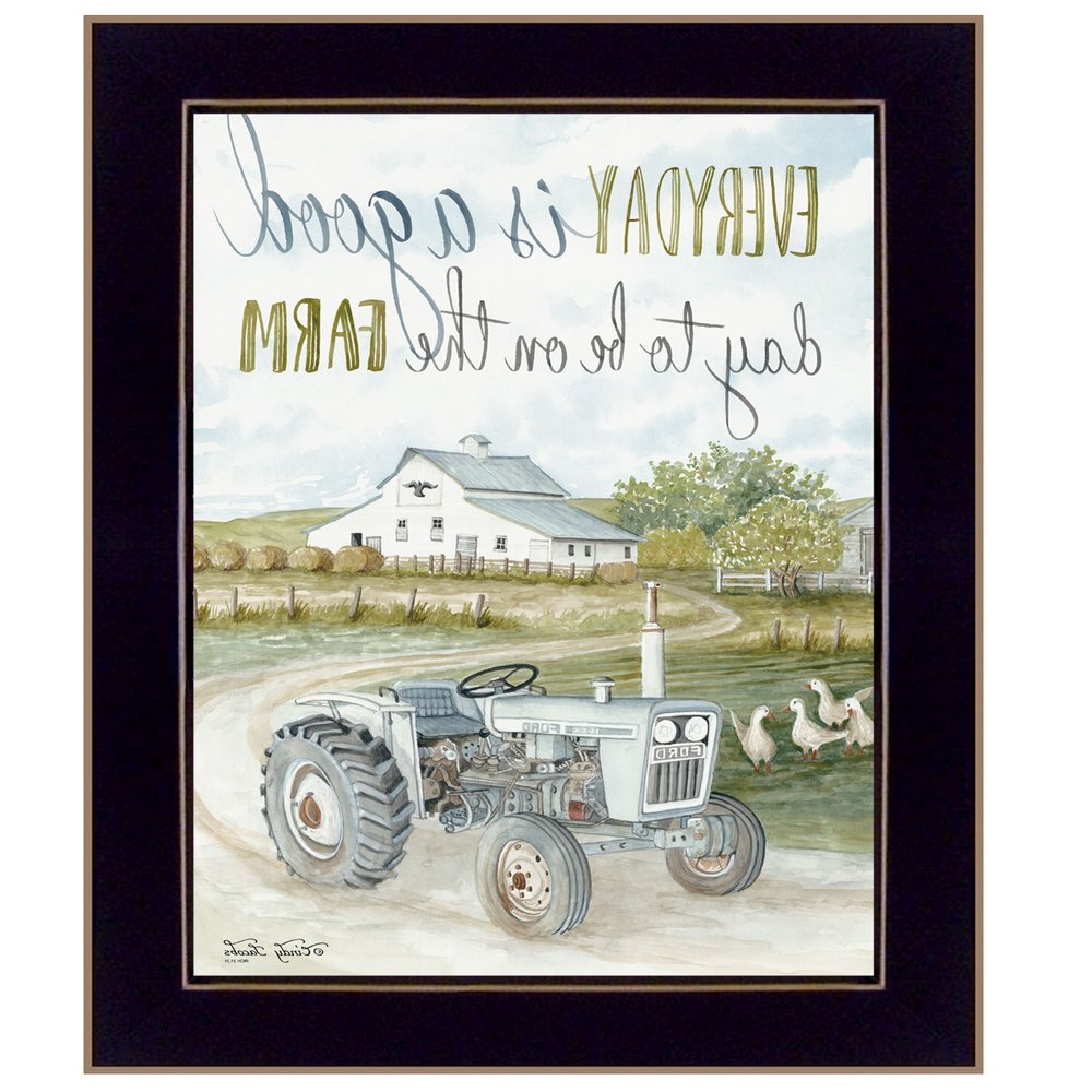 Good Day Antique Ford Tractor Black Framed Print Wall Art — view 3