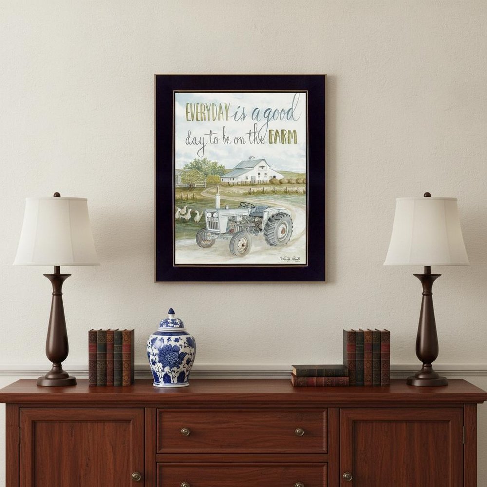 Good Day Antique Ford Tractor Black Framed Print Wall Art — view 5