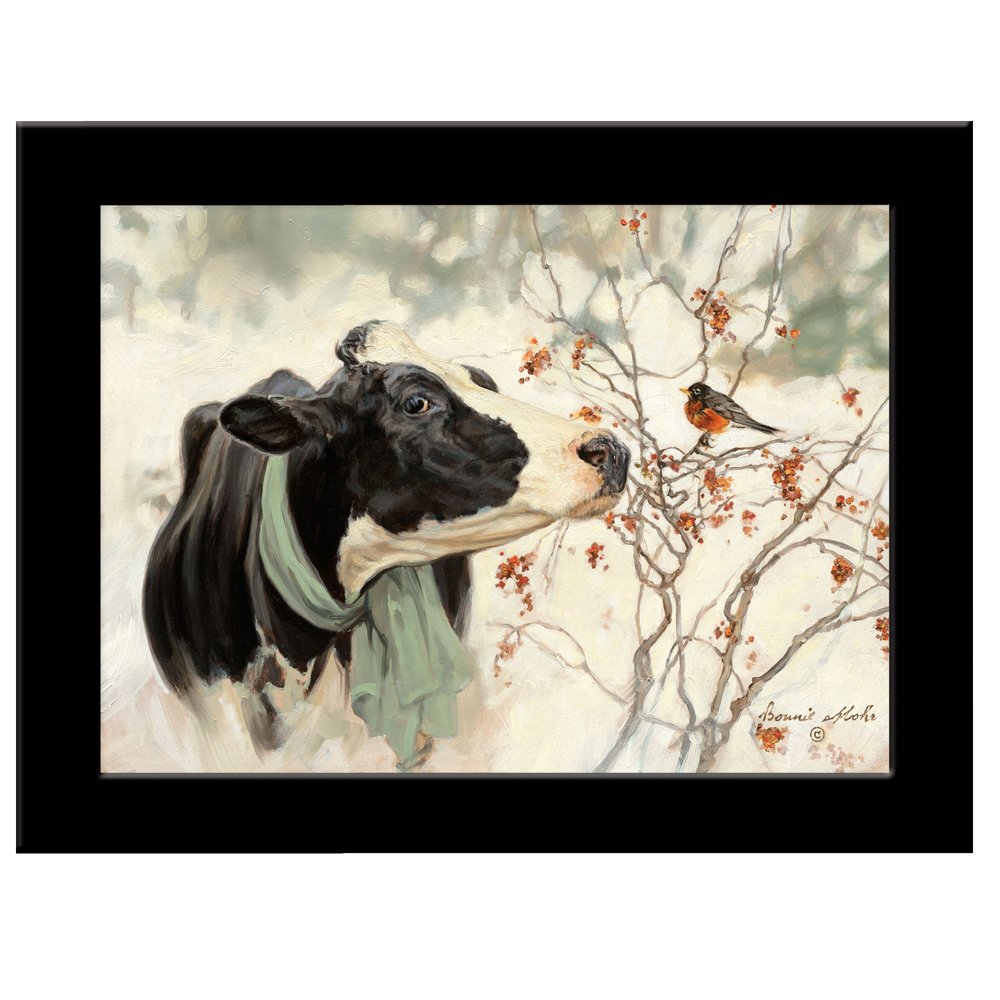The Winter Robin 4 Black Framed Print Wall Art — view 1