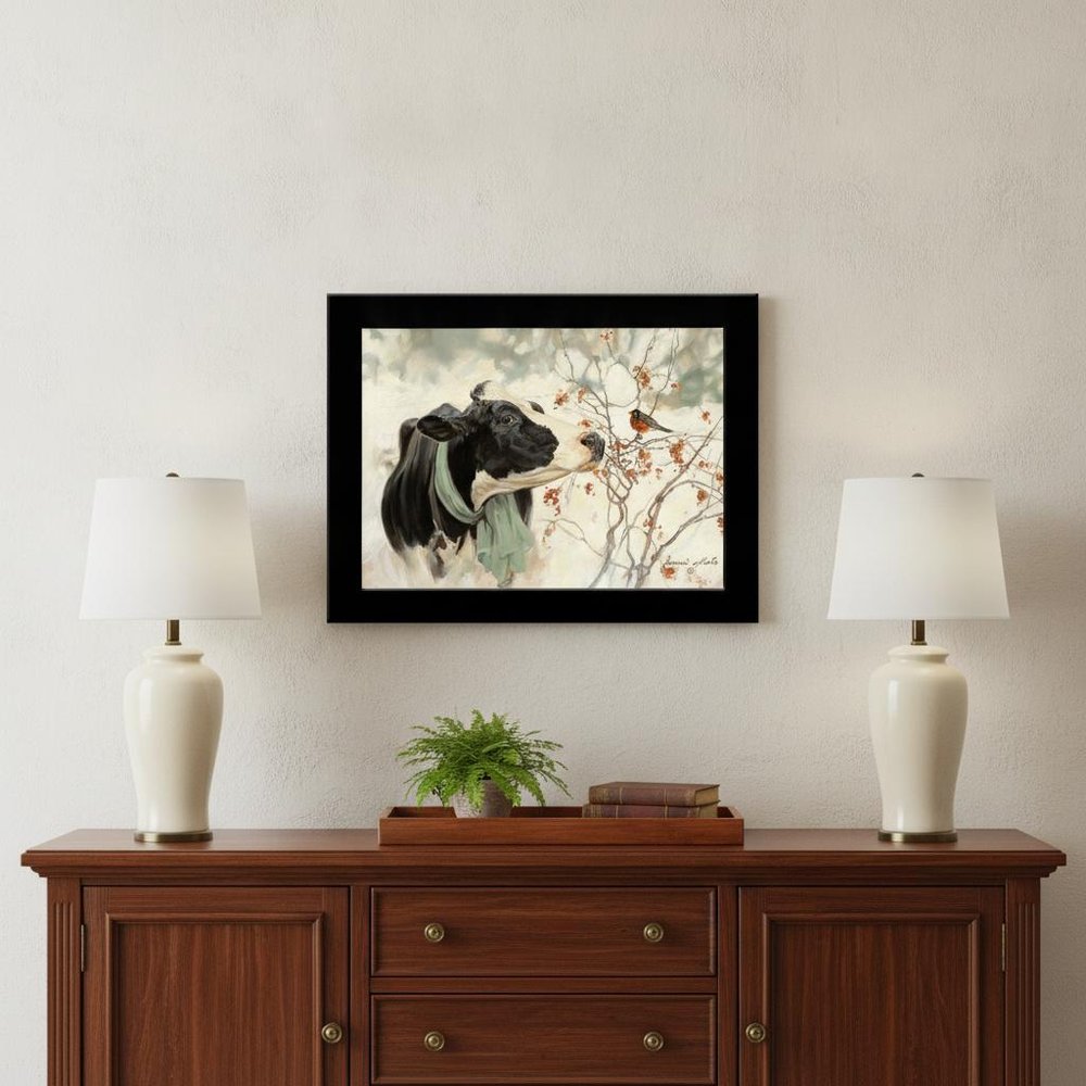 The Winter Robin 4 Black Framed Print Wall Art — view 5