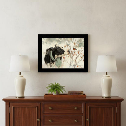 The Winter Robin 4 Black Framed Print Wall Art