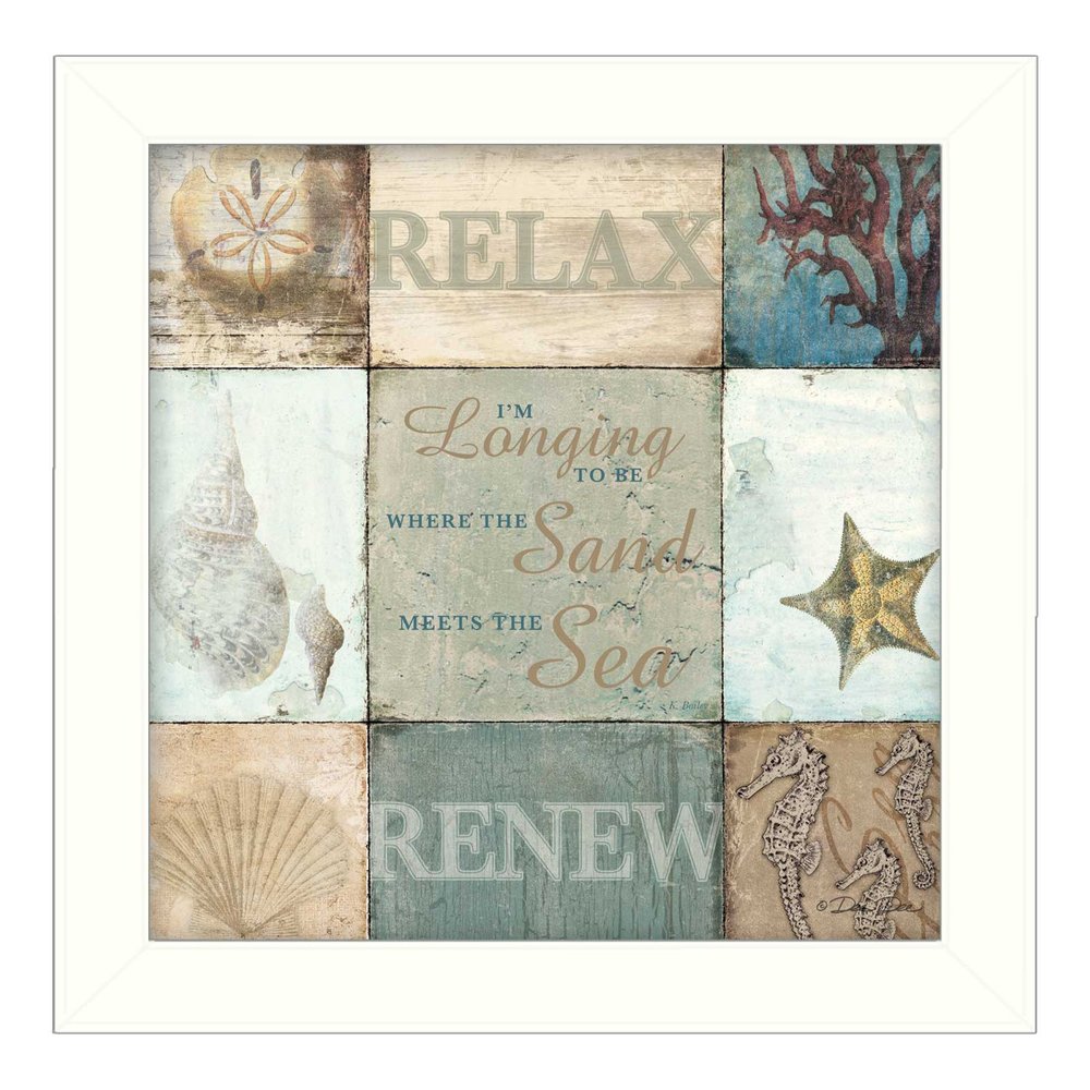 Sand and Sea White Framed Print Wall Art — view 1