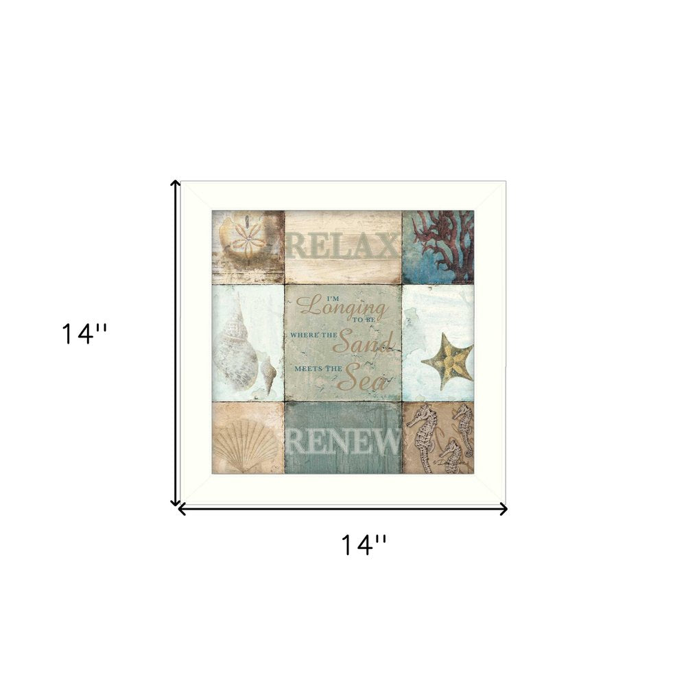 Sand and Sea White Framed Print Wall Art — view 4