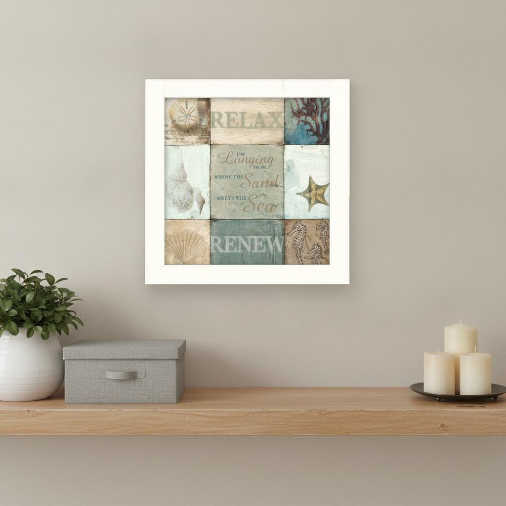 Sand and Sea White Framed Print Wall Art — view 5