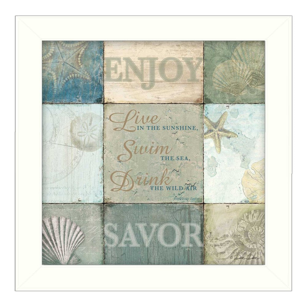 Live in the Sunshine 1 White Framed Print Wall Art — view 1