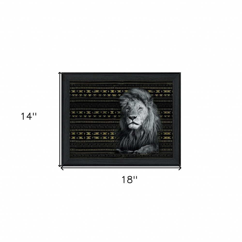Patterned Lion Black Framed Print Wall Art — view 6