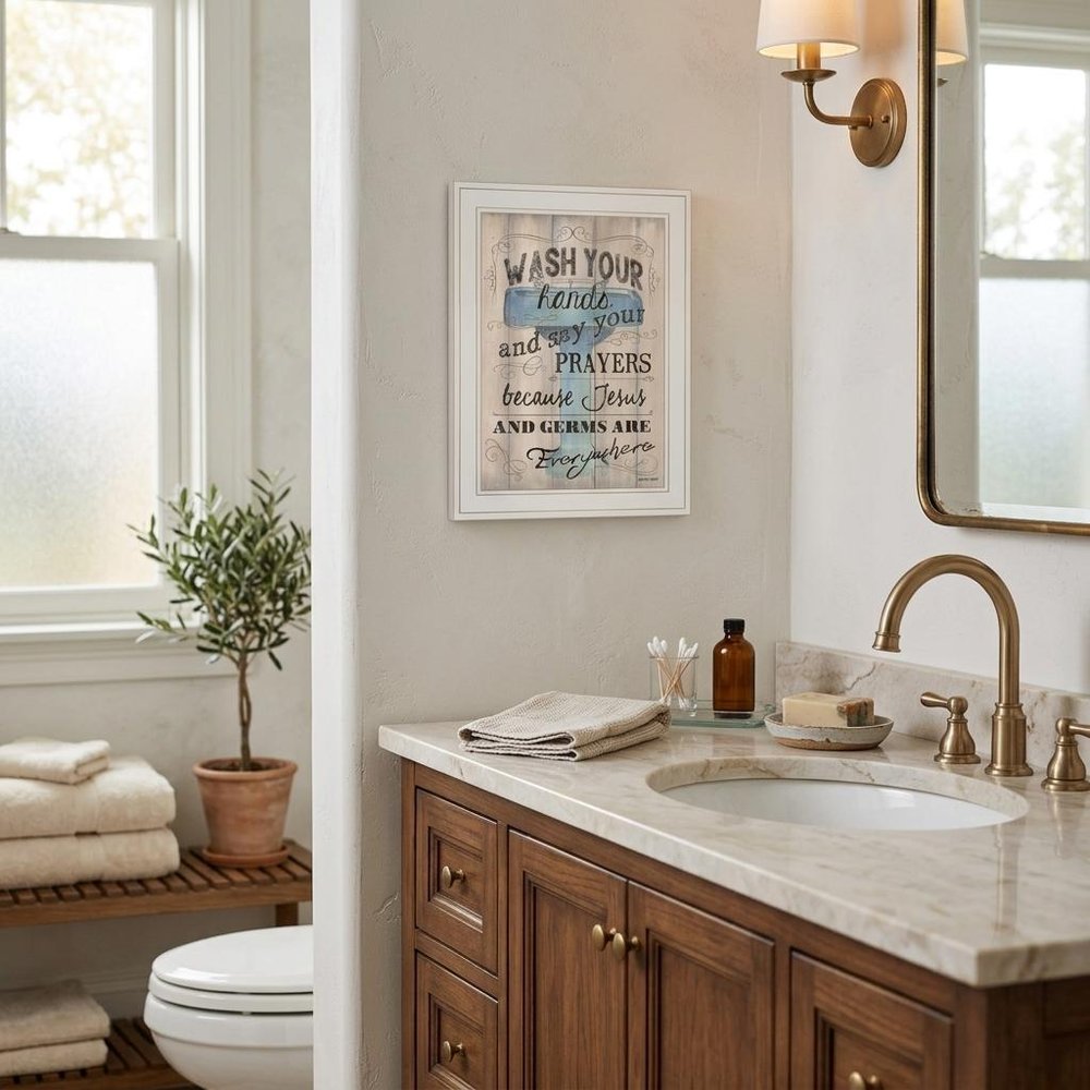Bathroom Humor 1 White Framed Print Bathroom Wall Art — view 4