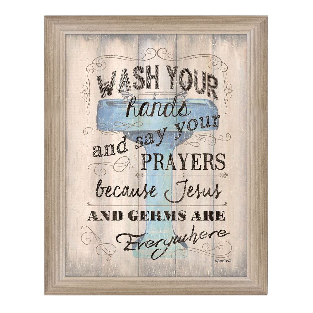 Wash your Hands 3 Brown Framed Print Bathroom Wall Art — view 1
