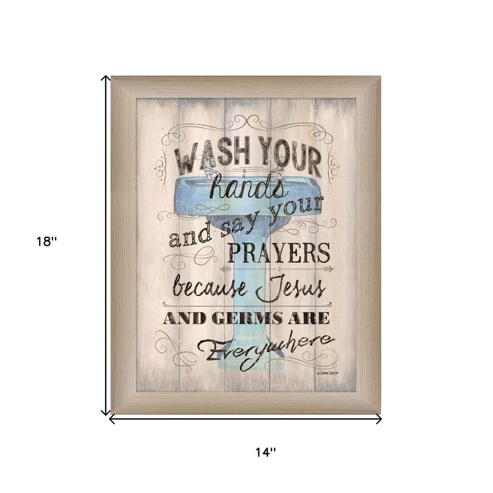 Wash your Hands 3 Brown Framed Print Bathroom Wall Art — view 3
