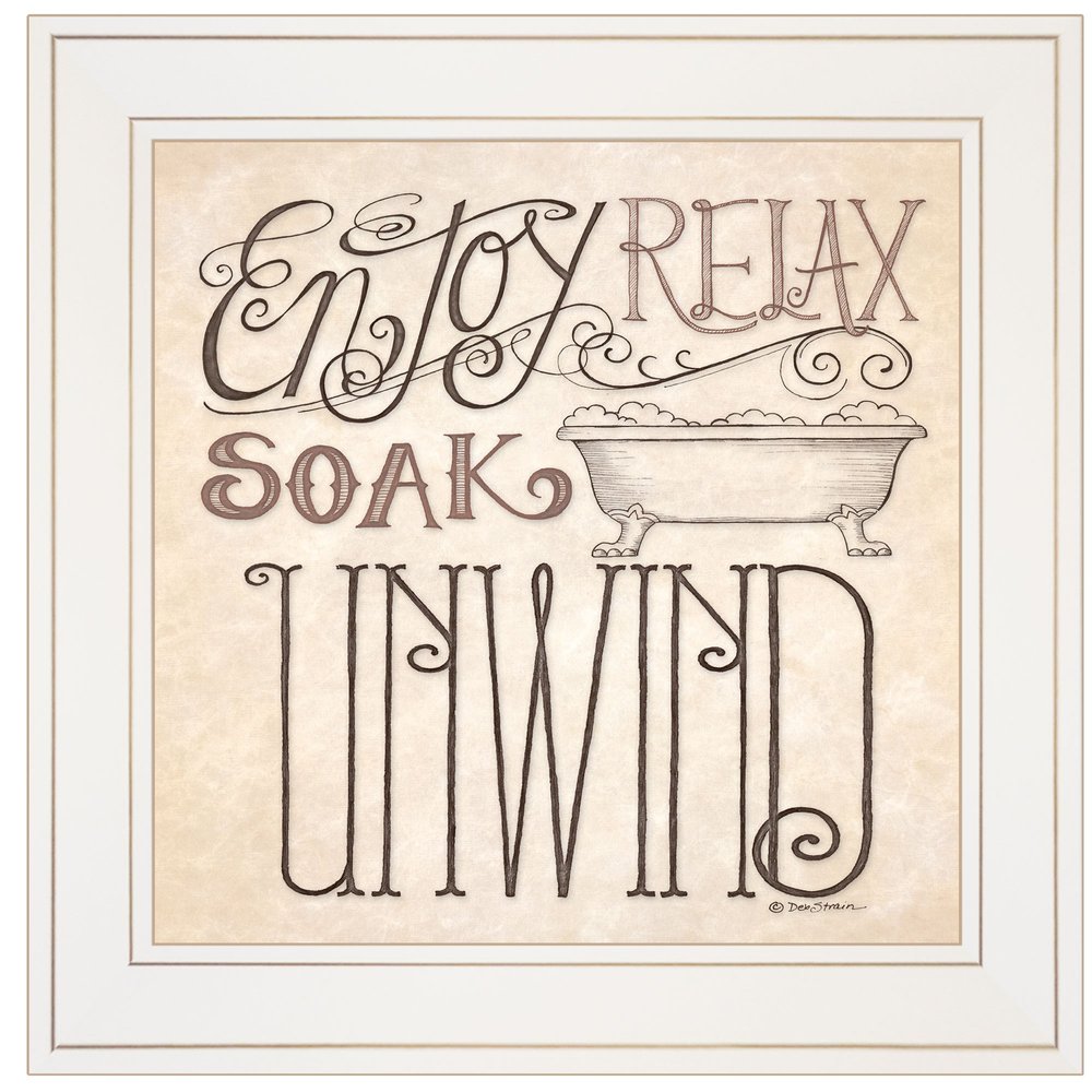 Soak and Relax 2 White Framed Print Bathroom Wall Art — view 1