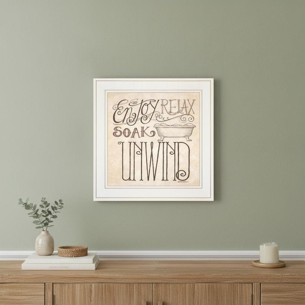 Soak and Relax 2 White Framed Print Bathroom Wall Art — view 5