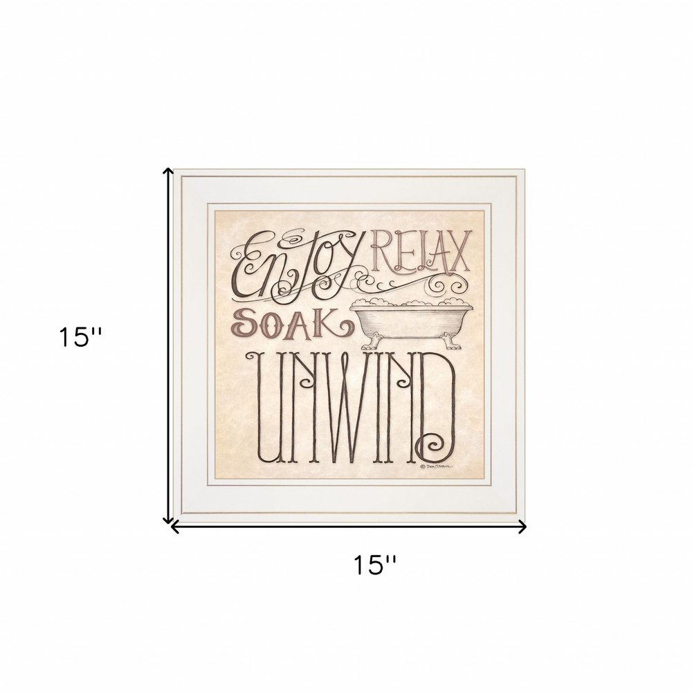 Soak and Relax 2 White Framed Print Bathroom Wall Art — view 4
