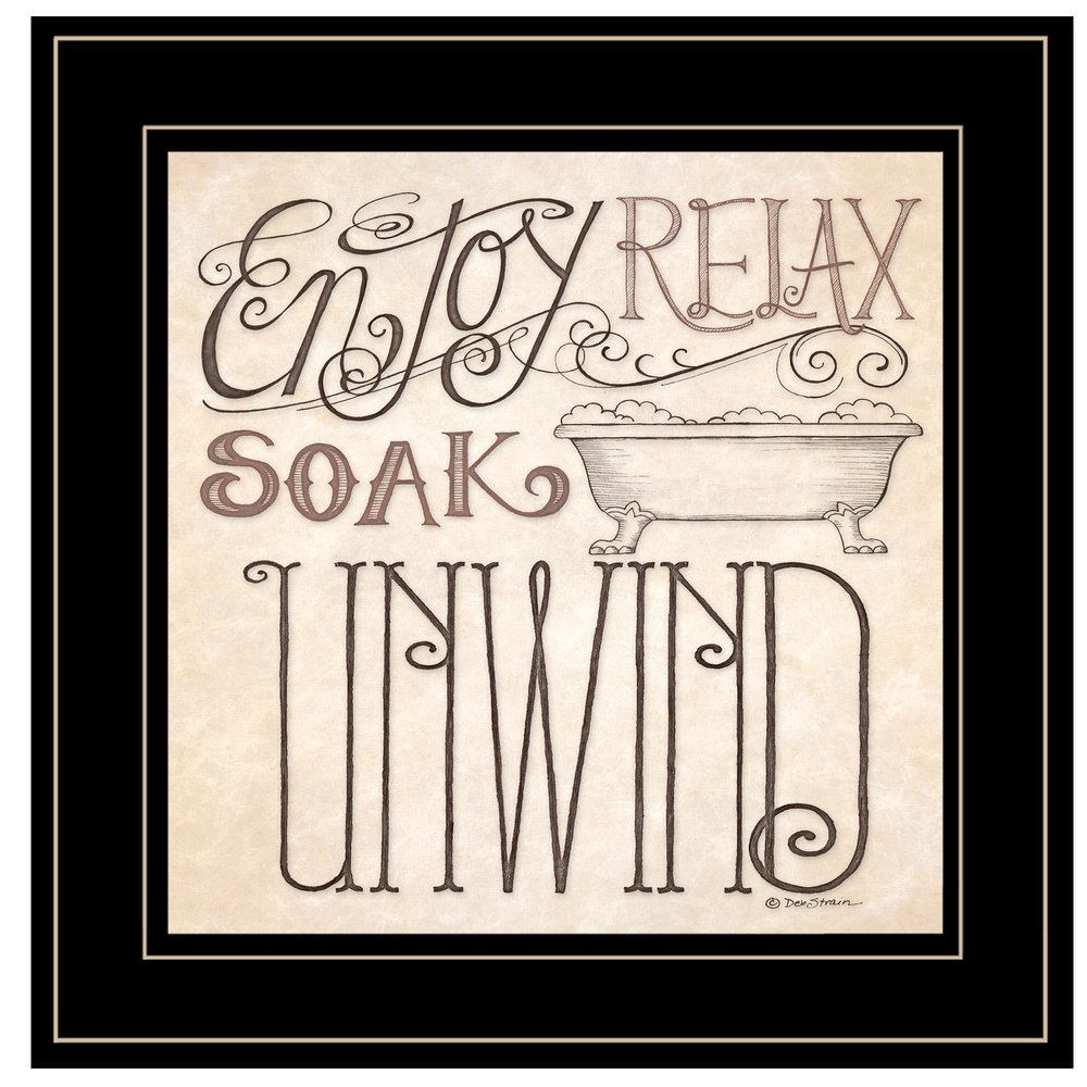 Soak and Relax 3 Black Framed Print Bathroom Wall Art — view 1
