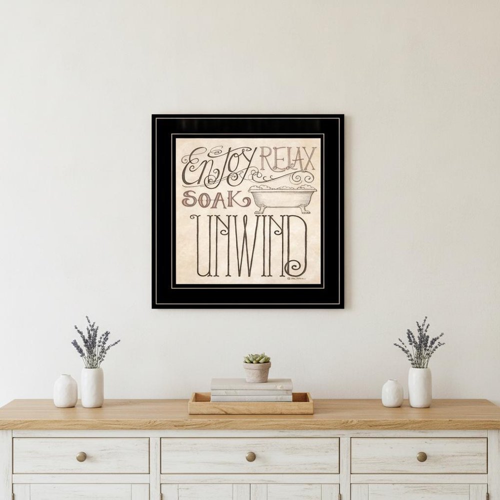 Soak and Relax 3 Black Framed Print Bathroom Wall Art — view 5