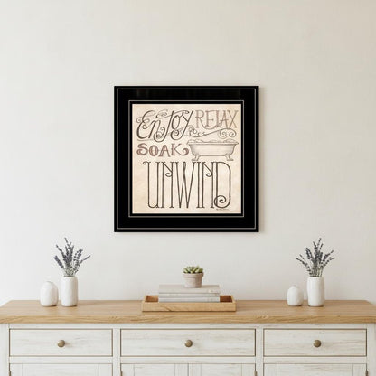 Soak and Relax 3 Black Framed Print Bathroom Wall Art