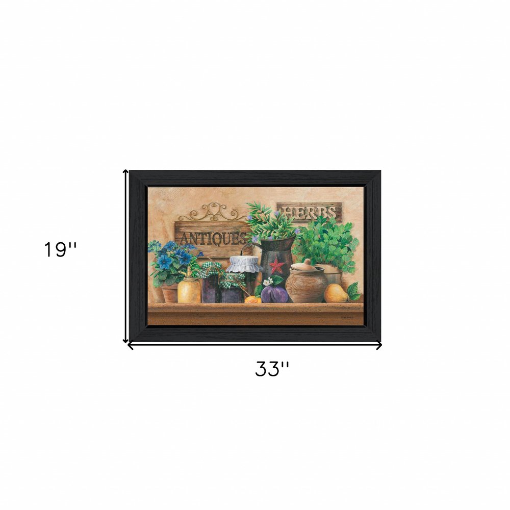 Antiques and Herbs 3 Black Framed Print Kitchen Wall Art — view 3