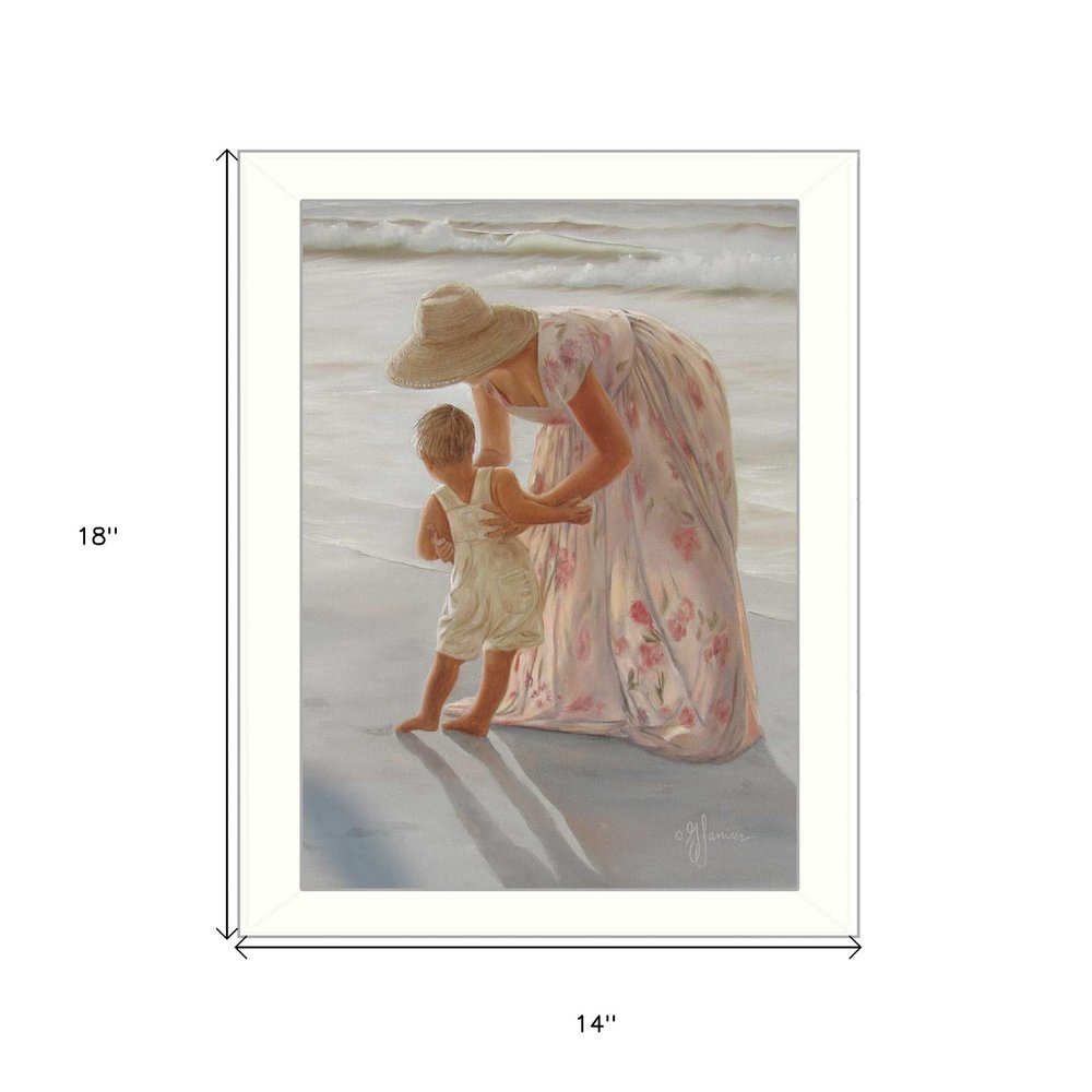 First Time on the Beach White Framed Print Wall Art HomeRoots