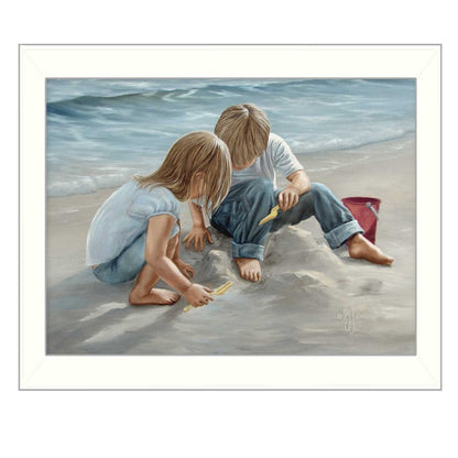 Sand Castle Builders 1 White Framed Print Wall Art HomeRoots