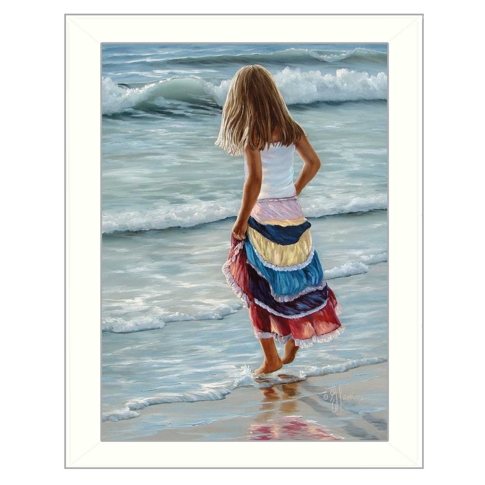 The Striped Skirt White Framed Print Wall Art HomeRoots