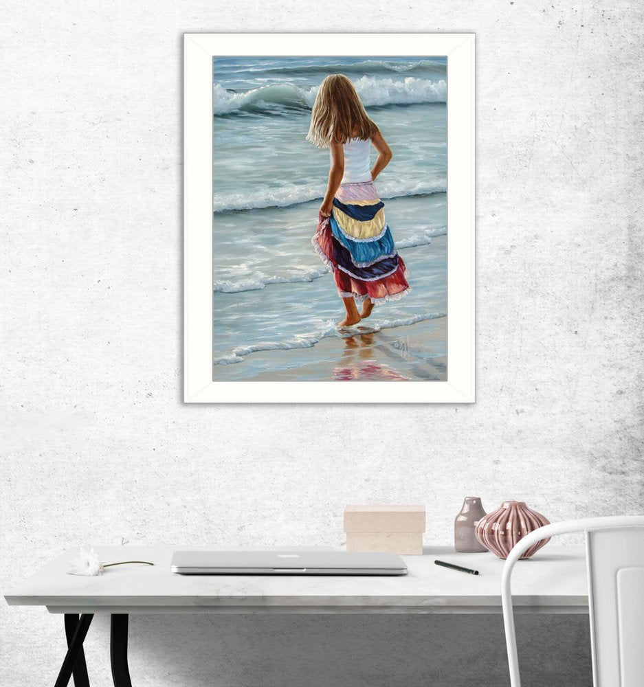 The Striped Skirt White Framed Print Wall Art — view 2