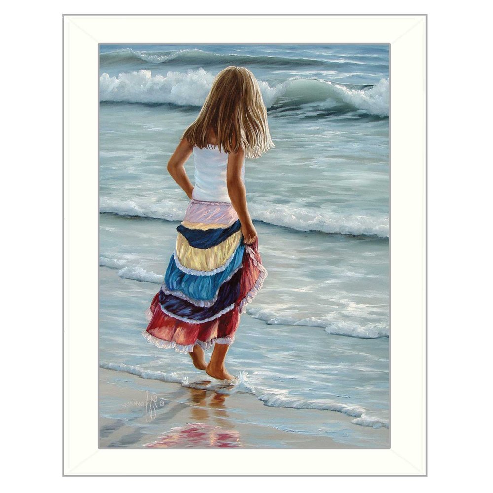The Striped Skirt White Framed Print Wall Art HomeRoots