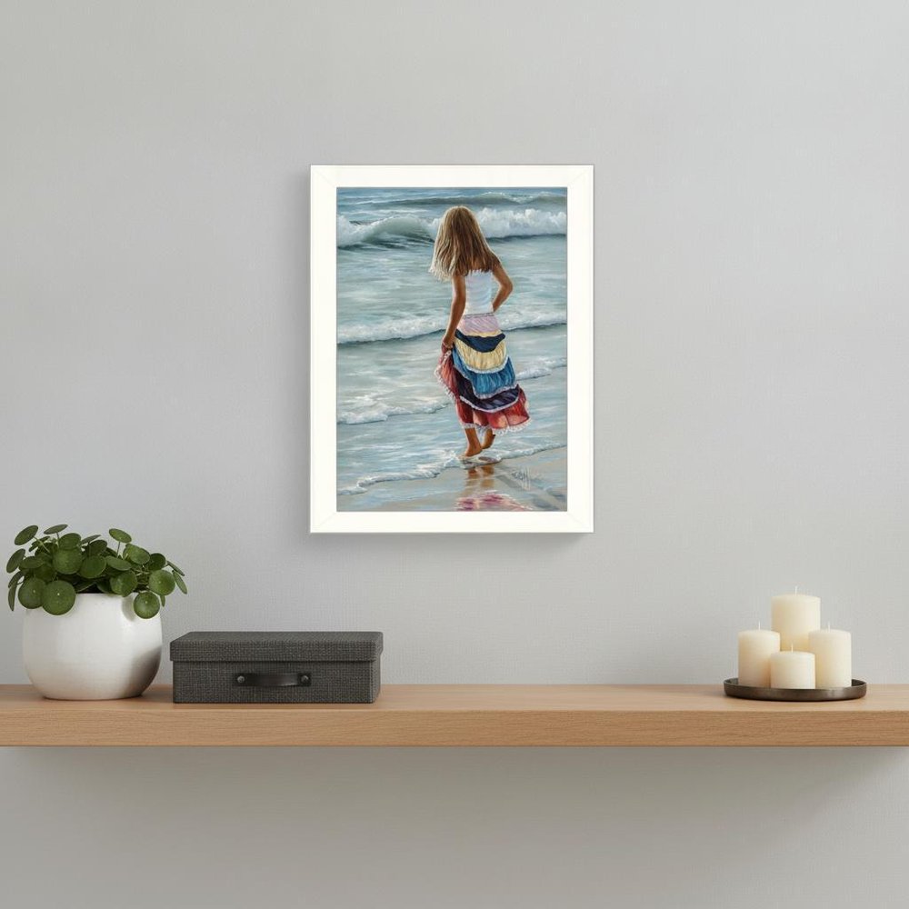 The Striped Skirt White Framed Print Wall Art — view 6