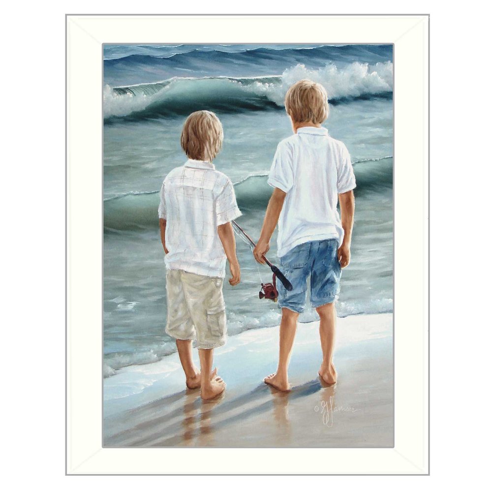 Going Fishing White Framed Print Wall Art HomeRoots