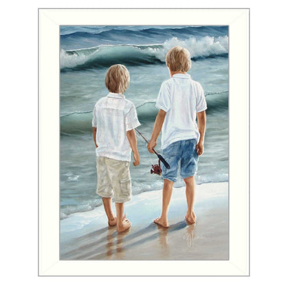 Going Fishing White Framed Print Wall Art HomeRoots