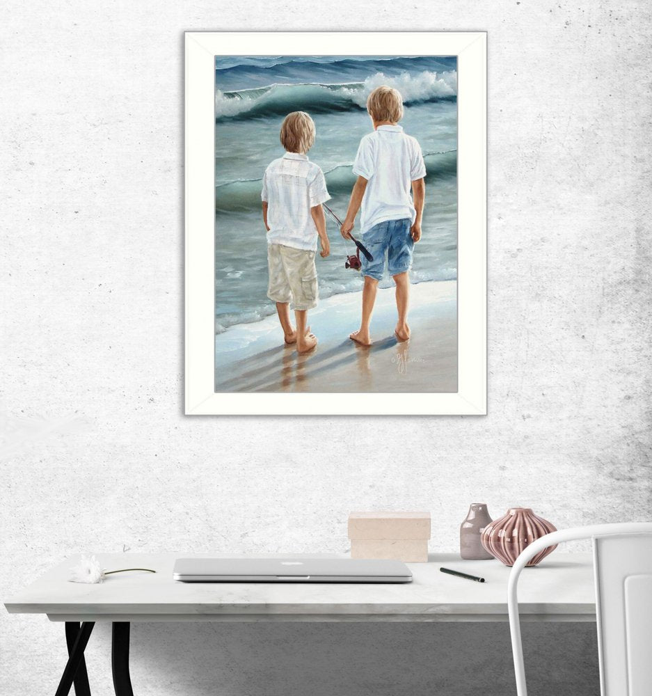 Going Fishing White Framed Print Wall Art HomeRoots