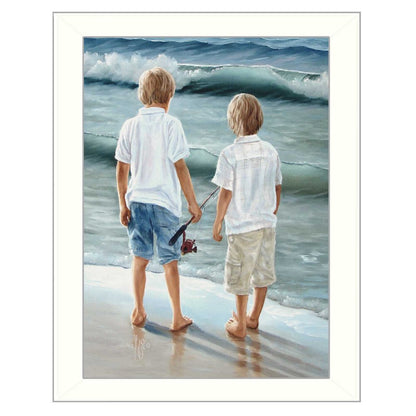 Going Fishing White Framed Print Wall Art HomeRoots
