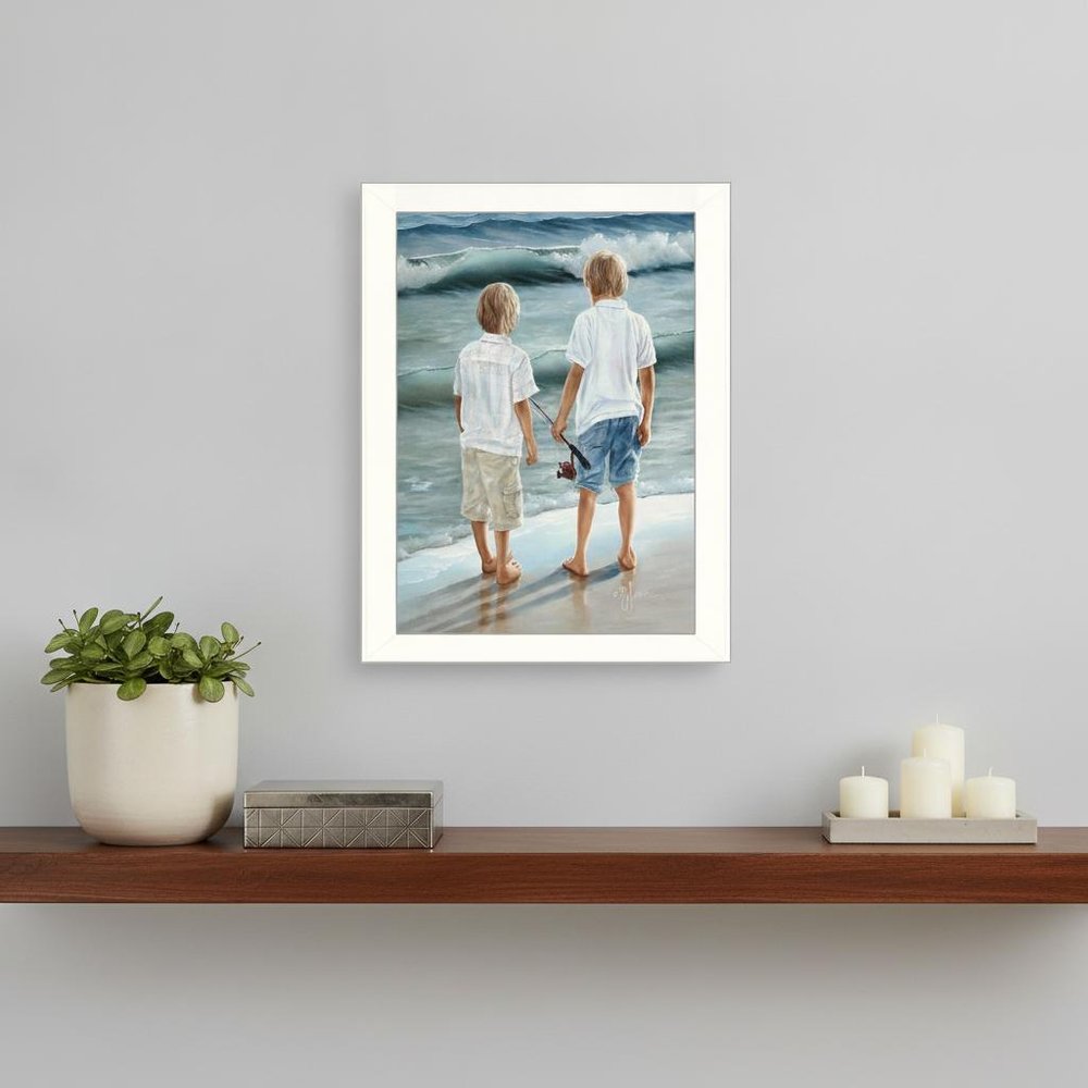 Going Fishing White Framed Print Wall Art HomeRoots