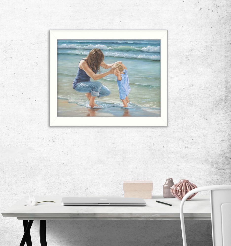 Playing in the Water White Framed Print Wall Art HomeRoots