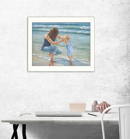 Playing in the Water White Framed Print Wall Art HomeRoots