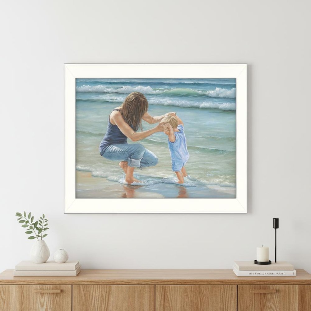 Playing in the Water White Framed Print Wall Art HomeRoots