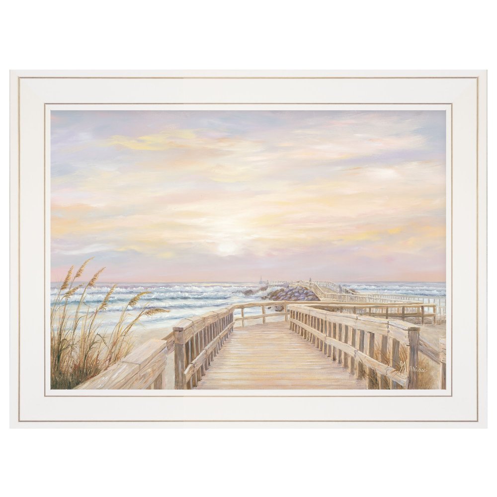 Ponce Inlet Jetty Sunrise 2 White Framed Print Wall Art — view 1