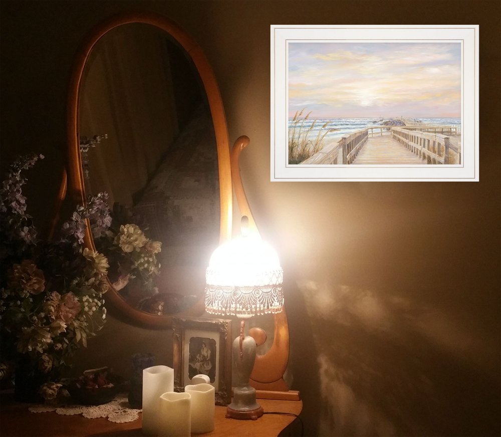 Ponce Inlet Jetty Sunrise 2 White Framed Print Wall Art — view 2