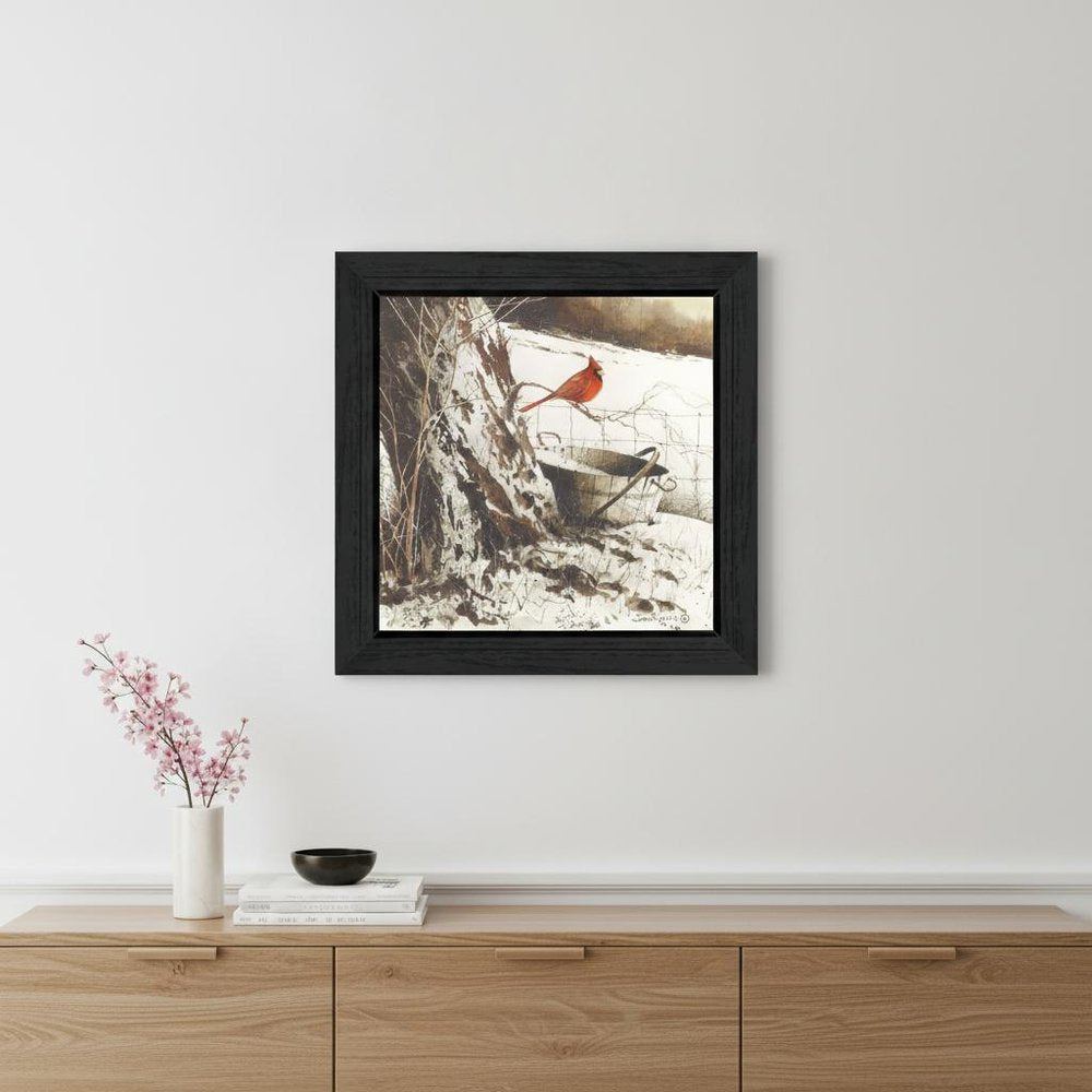 Country Cardinal Black Framed Print Wall Art HomeRoots