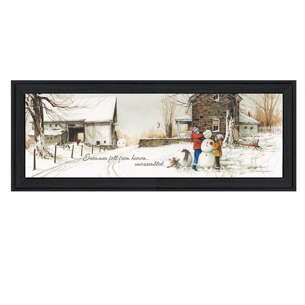 Snowmen from Heaven 1 Black Framed Print Wall Art HomeRoots