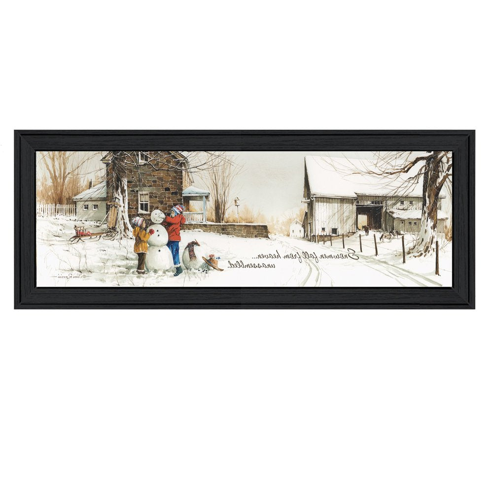 Snowmen from Heaven 1 Black Framed Print Wall Art — view 3