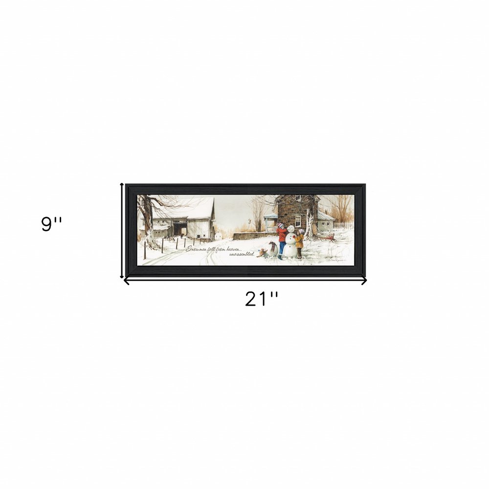 Snowmen from Heaven 1 Black Framed Print Wall Art HomeRoots