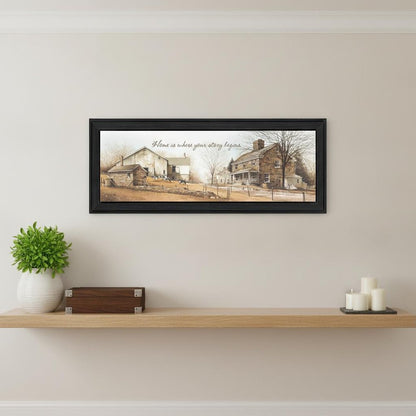 Home Begins Your Story Black Framed Print Wall Art HomeRoots