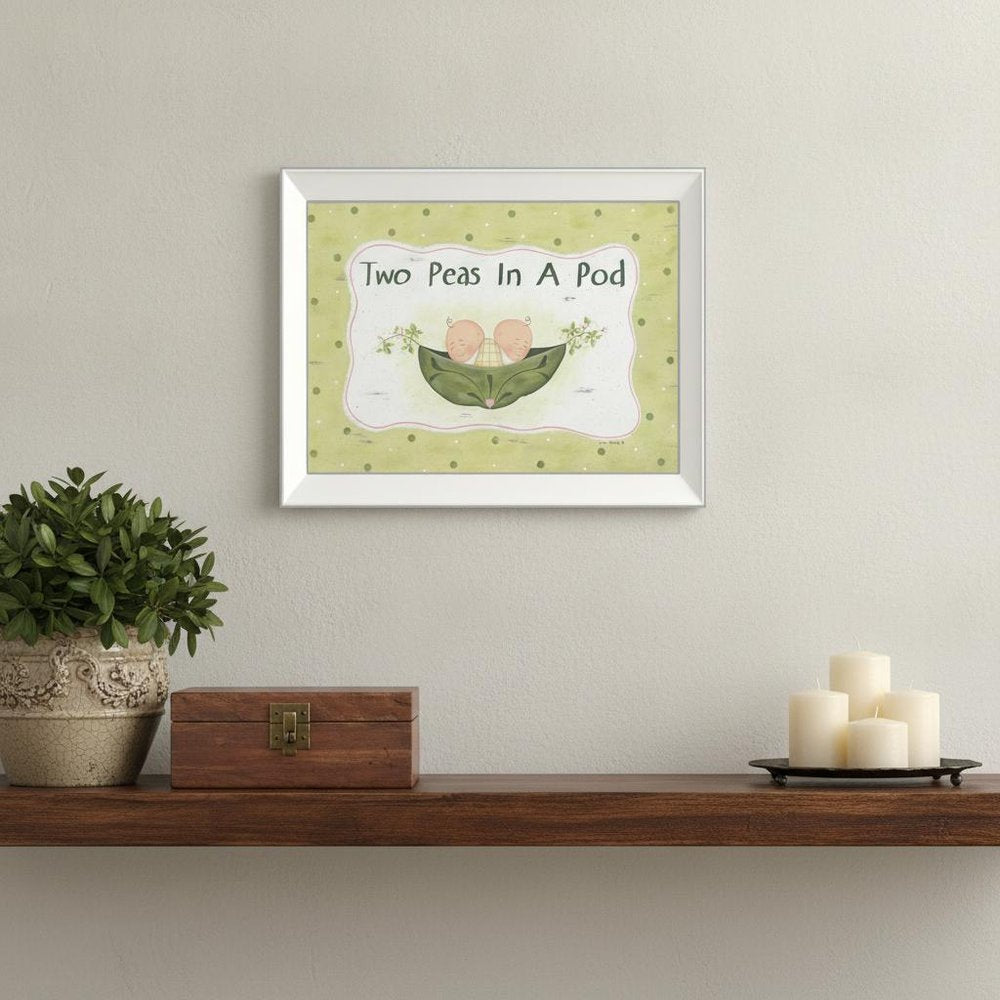 Two Peas in a Pod White Framed Print Wall Art — view 5